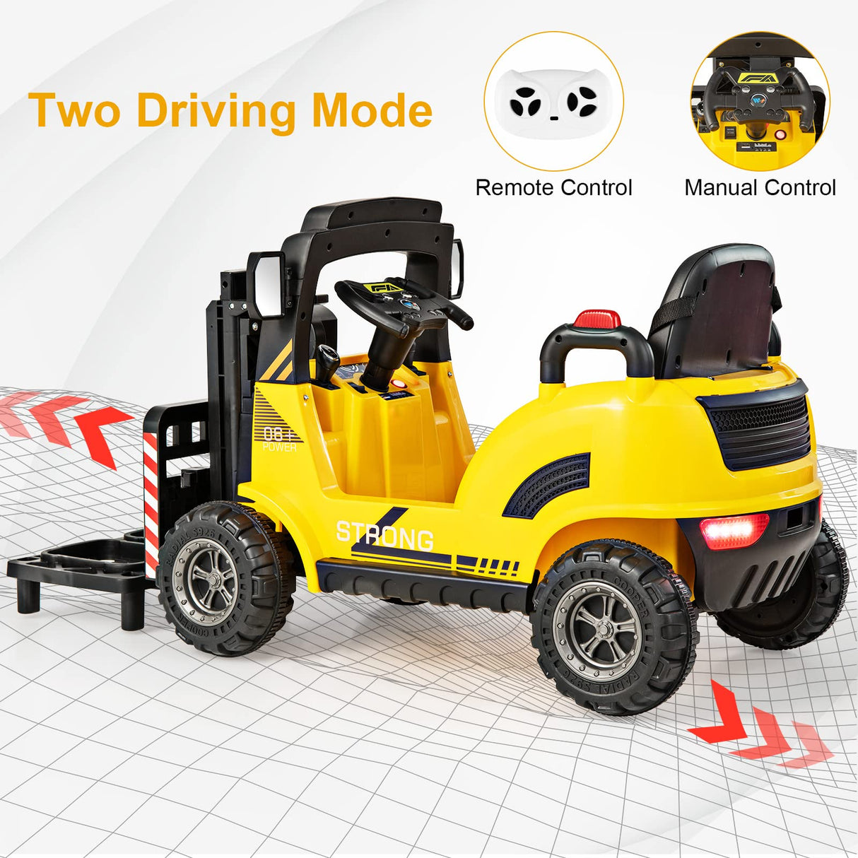 HONEY JOY Kids Electric Ride-On Car, 12V Electric Forklift with Remote Control & Gear Switches, Liftable Fork & Pallet