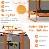 HONEY JOY 60"/5FT Trampoline for Kids, 3-in-1 Heavy Duty Mini Trampoline w/Ring and Horizontal Bar