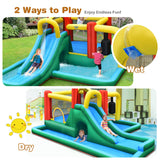 HONEY JOY Inflatable Water Slide, 6-in-1 Kids Water Slide Jumping Bounce House, Inflatable Pool with Slide