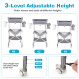 BABY JOY Portable Baby Changing Table w/ Wheels, Foldable Waterproof Diaper Changing Station w/ Adjustable Height