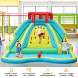 HONEY JOY Inflatable Water Slide, 452 x 365 x 233CM Giant Water Park for Kids w/Double Long Slides, Climbing Wall