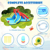 HONEY JOY Inflatable Water Slide, 7 in 1 Giant Water Park Double Long Slide w/Splash Pool, Tunnel Adventure (with 750W Blower)