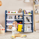 BABY JOY 2 in 1 Kids Toy Storage Organiser with Bookshelf and Toy Collection Shelves