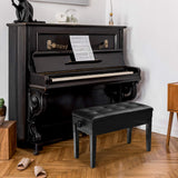 HONEY JOY Kids Piano Stool, Height-Adjustable Piano Bench w/Double Seat for 2 People, Solid Wood & PU Leather Piano Seat