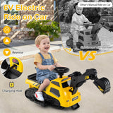 HONEY JOY 3-in-1 Kid Ride on Tractor w/Adjustable Arms, Electric Excavator Bulldozer Toy Road Roller w/Music