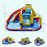 HONEY JOY Inflatable Water Slide, 7-in-1 Outdoor Kids Water Bounce House Jumping Castle w/Combo Water Slide, Splash Pool