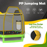 HONEY JOY Trampoline for Kids, 7FT Kids Trampoline w/Slide, Ladder & Ocean Balls, Indoor Outdoor Trampoline