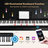 HONEY JOY 88 Key Piano Keyboard, Full Size Semi-Weighted Keyboard, Portable Electric Piano w/Lighted Keys