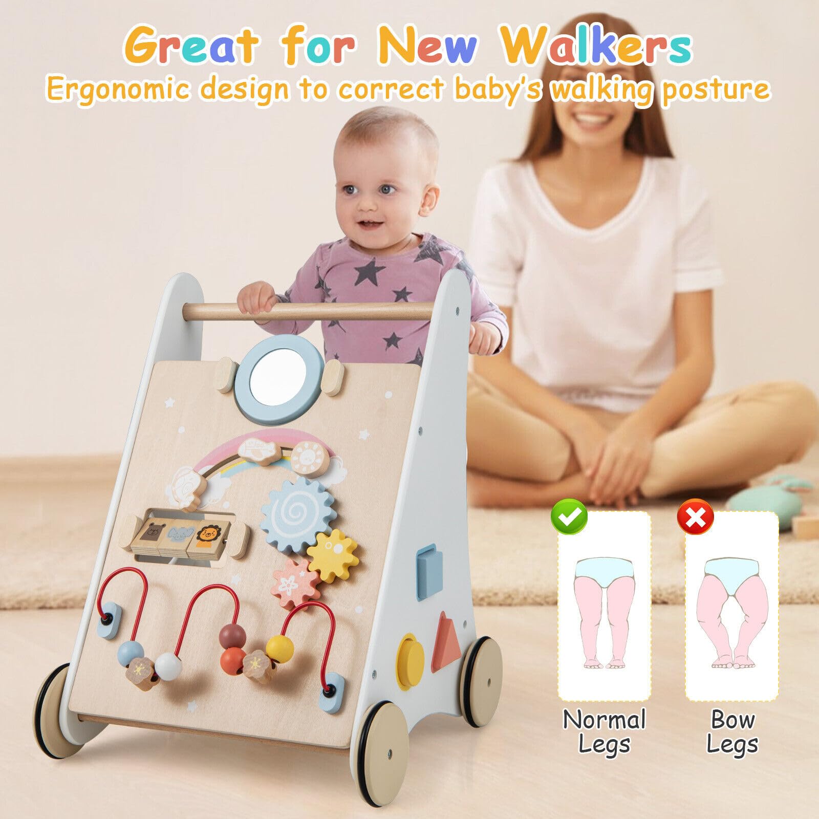 BABY JOY Wooden Baby Walker Babyjoy