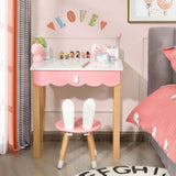 HONEY JOY Kids Vanity Table & Chair Set, Makeup Dressing Table w/Detachable Top, Drawer & Storage Boxes