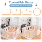 BABY JOY 16 Panel Baby Playpen, Foldable Activity Play Center with Safety Gate, Whiteboard, Game Panel (Pink)