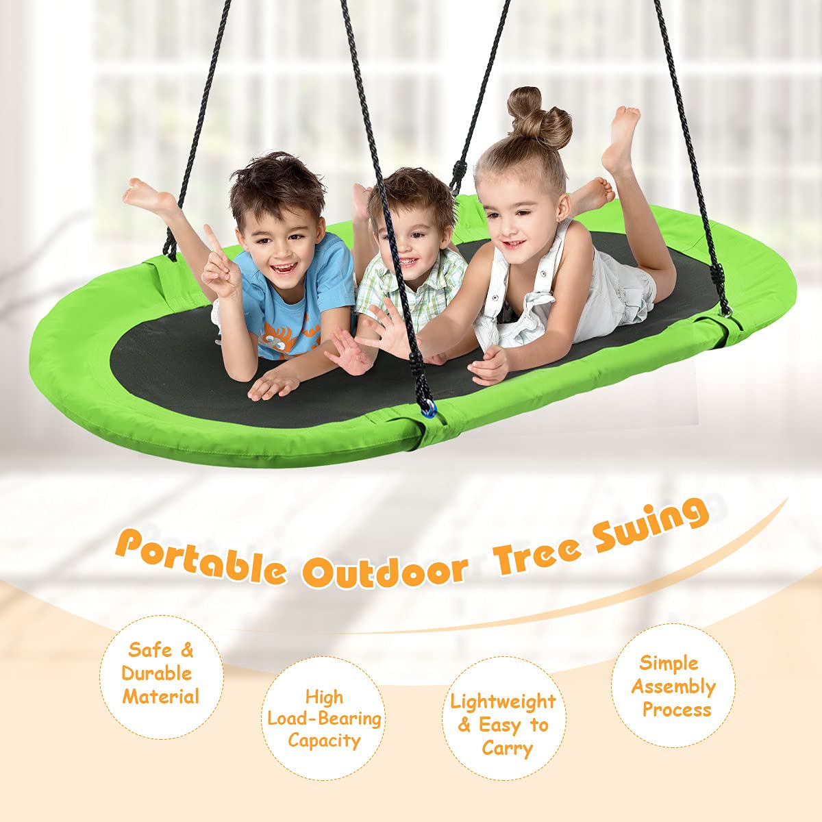 HONEY JOY 150CM/60'' Giant Platform Saucer Tree Swing Set, 300KG Weight Capacity