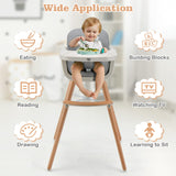 BABY JOY Convertible Baby High Chair, 3-in-1 Wooden High Chair/Booster/Chair with Removable Tray