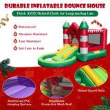 HONEY JOY Inflatable Bounce House, Christmas Themed Jumping Castle w/Slide, Trampoline, Round Ball Pit Pool