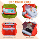 HONEY JOY Inflatable Water Slide, 4 in 1 Fire Truck Water Park Jumping Bounce House Wet & Dry Combo