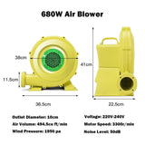 HONEY JOY 450W/680W/750W Air Blower, Bounce House Blower, Pump Fan Commercial Inflatable Bouncer Blower