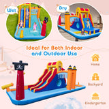 HONEY JOY Inflatable Water Slide, 6-in-1 Water Park w/Dual Slides, Climbing Wall, Water Cannon, Splash Pools