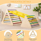 HONEY JOY 3 in 1 Triangle Climber with Ramp, Wooden Climbing Toys for Toddlers