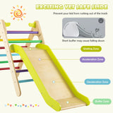 HONEY JOY Wooden Climbing Triangle Ladder for Kids, 2 in 1 Pikler Triangle Climber with Ramp for Slide