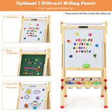 BABY JOY Kids Art Easel, Wooden Foldable Double-Sided Chalkboard Whiteboard w/Board Eraser