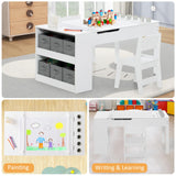 HONEY JOY Kids Art Easel Table & 2 Chairs Set Activity Writing Desk w/Paper Roll