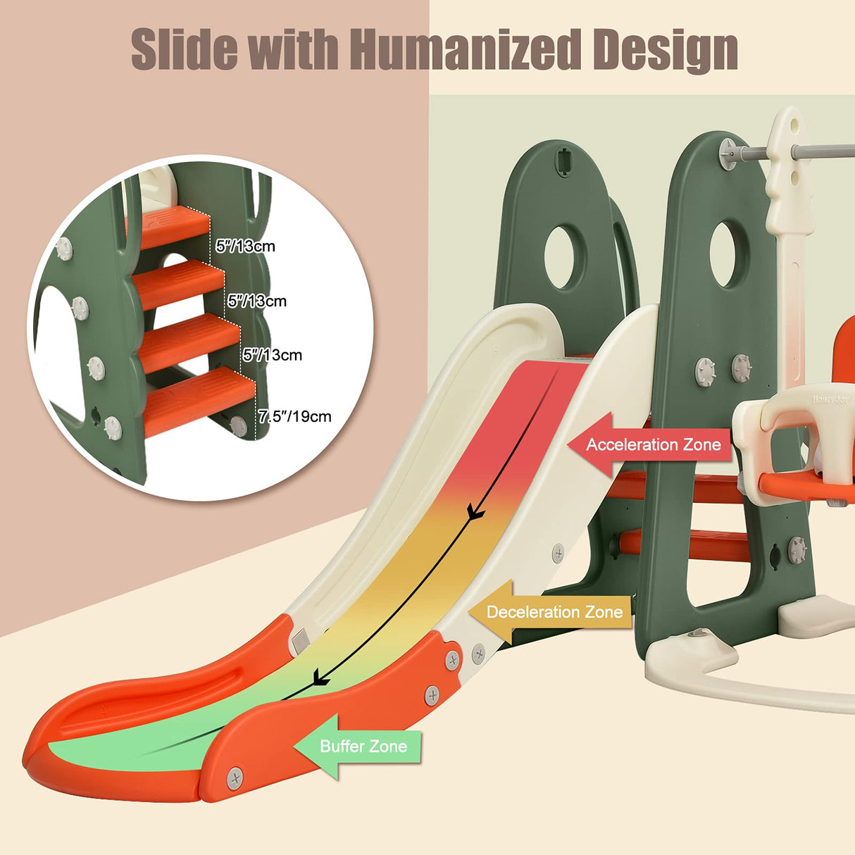 HONEY JOY Kids Slide and Swing Set, 6-in-1 Toddler Climber Slide Playset w/Basketball Hoop, Football Gate & Golf Hole