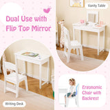 2 in 1 Kids Vanity Set with Flip Top Mirror Makeup Dressing Table & Chair Set