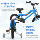 16” LED Lighted Kids Bike, Carbon Steel Children Bicycle with Adjustable Seat, Coaster Brake, Training Wheels, Headlight & Bike Bell, 95% Pre-Assembled