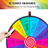 HONEY JOY 24” Spinning Prize Wheel, Portable Prize Wheel with Folding Tripod, Dry Erase and Marker