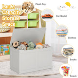 HONEY JOY Large Toy Storage Box, Wooden Storage Chest Organiser w/Safety Hinged Lid