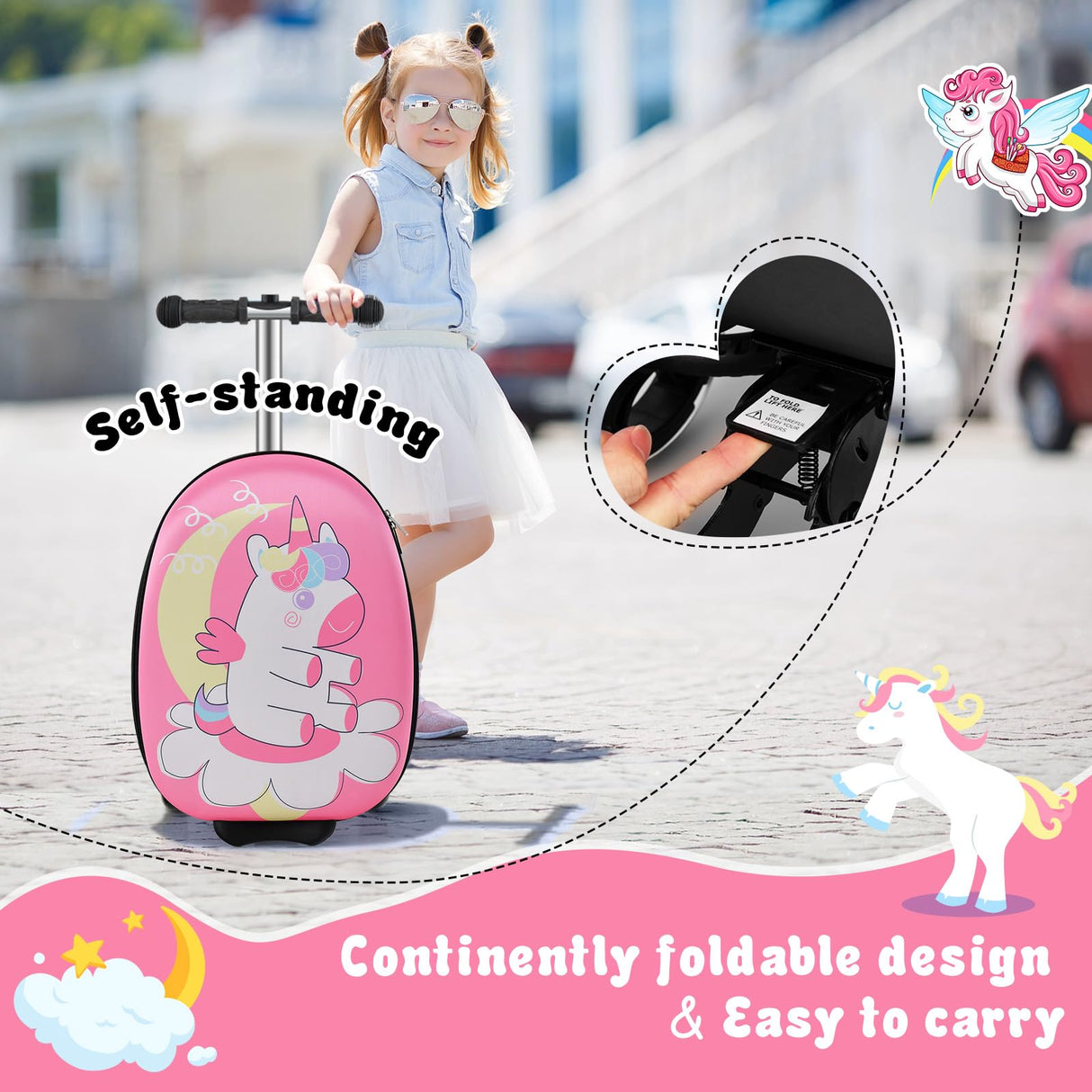 BABY JOY Kids Ride-on Suitcase Scooter