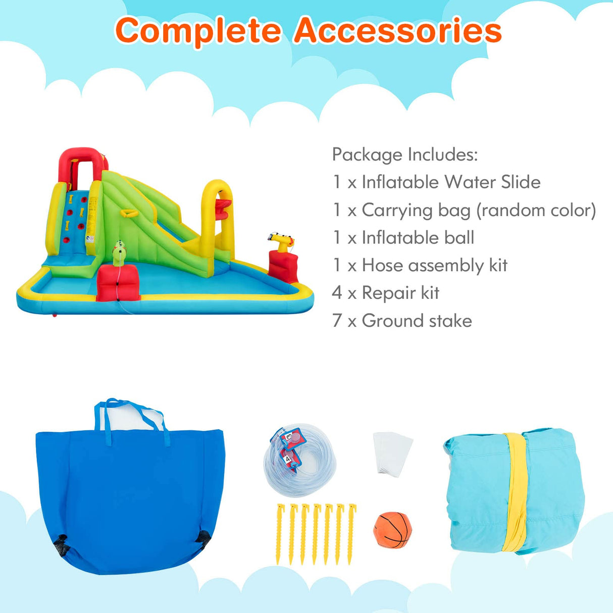 HONEY JOY Inflatable Water Slide, 7-in-1 Giant Water Slide Bouncer Park