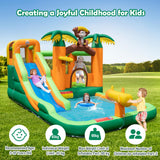 HONEY JOY Inflatable Water Slide, 7-in-1 Bounce House Water Park w/Splash Pool