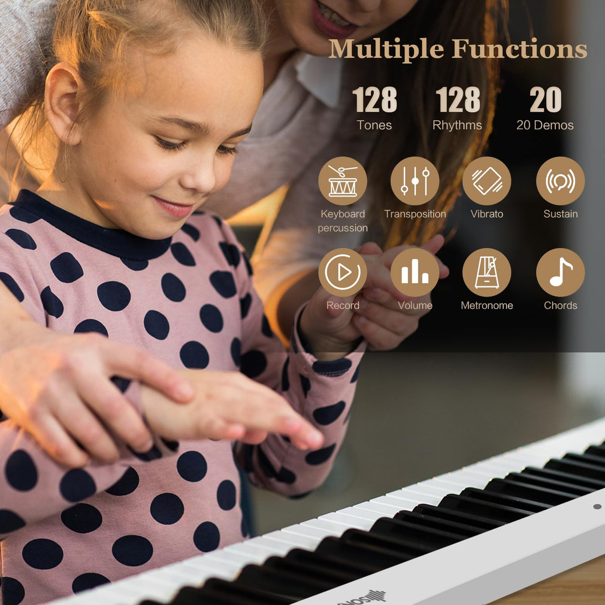 HONEY JOY 88-Key Foldable Electronic Keyboard, Full-size Semi Weighted Digital Piano for Beginners