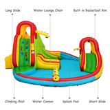 Inflatable Water Park Jumping Castle, Kids Jumping Bounce House w/ Large Splash Pool, Slides