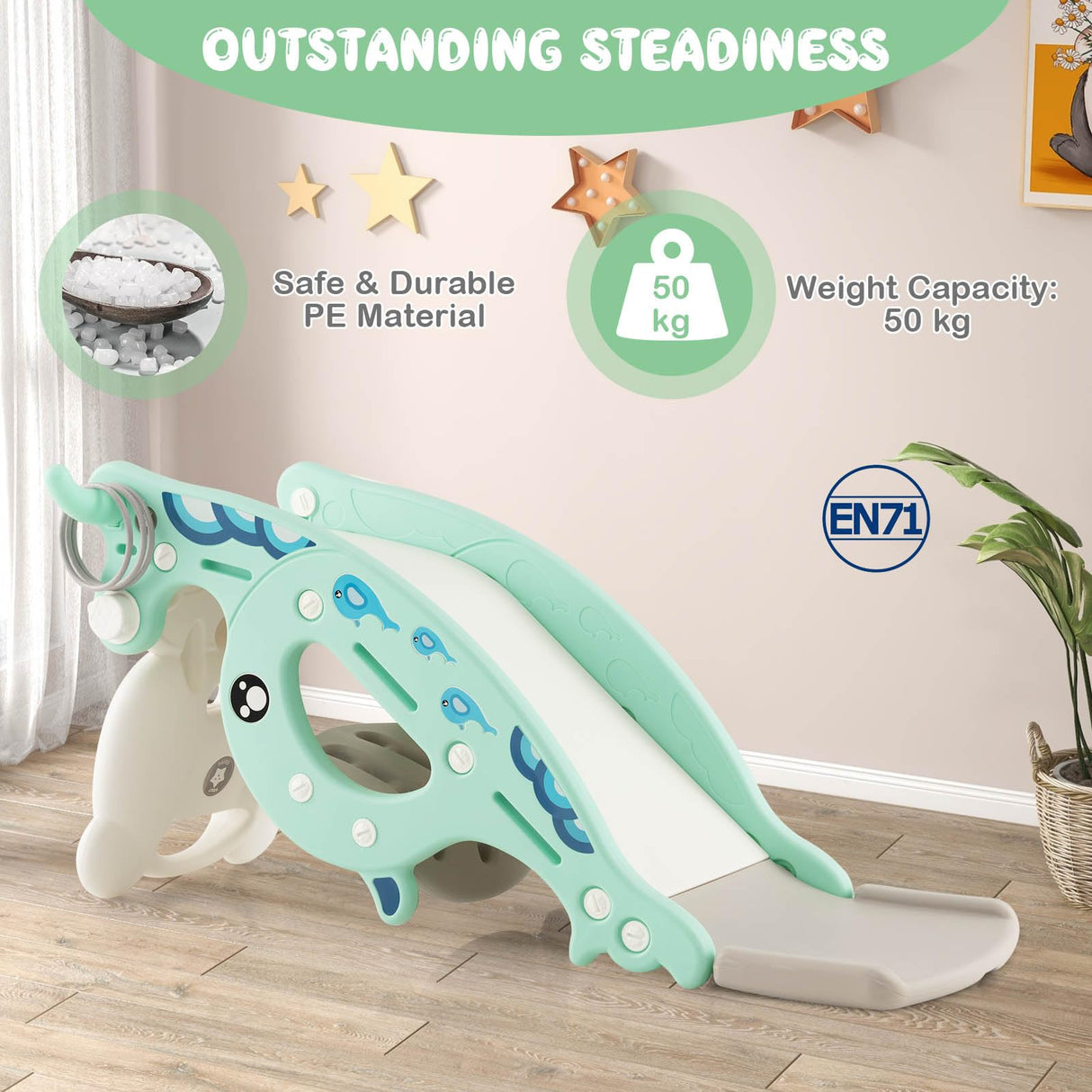 HONEY JOY 4-in-1 Kids Slide Rocking Toy