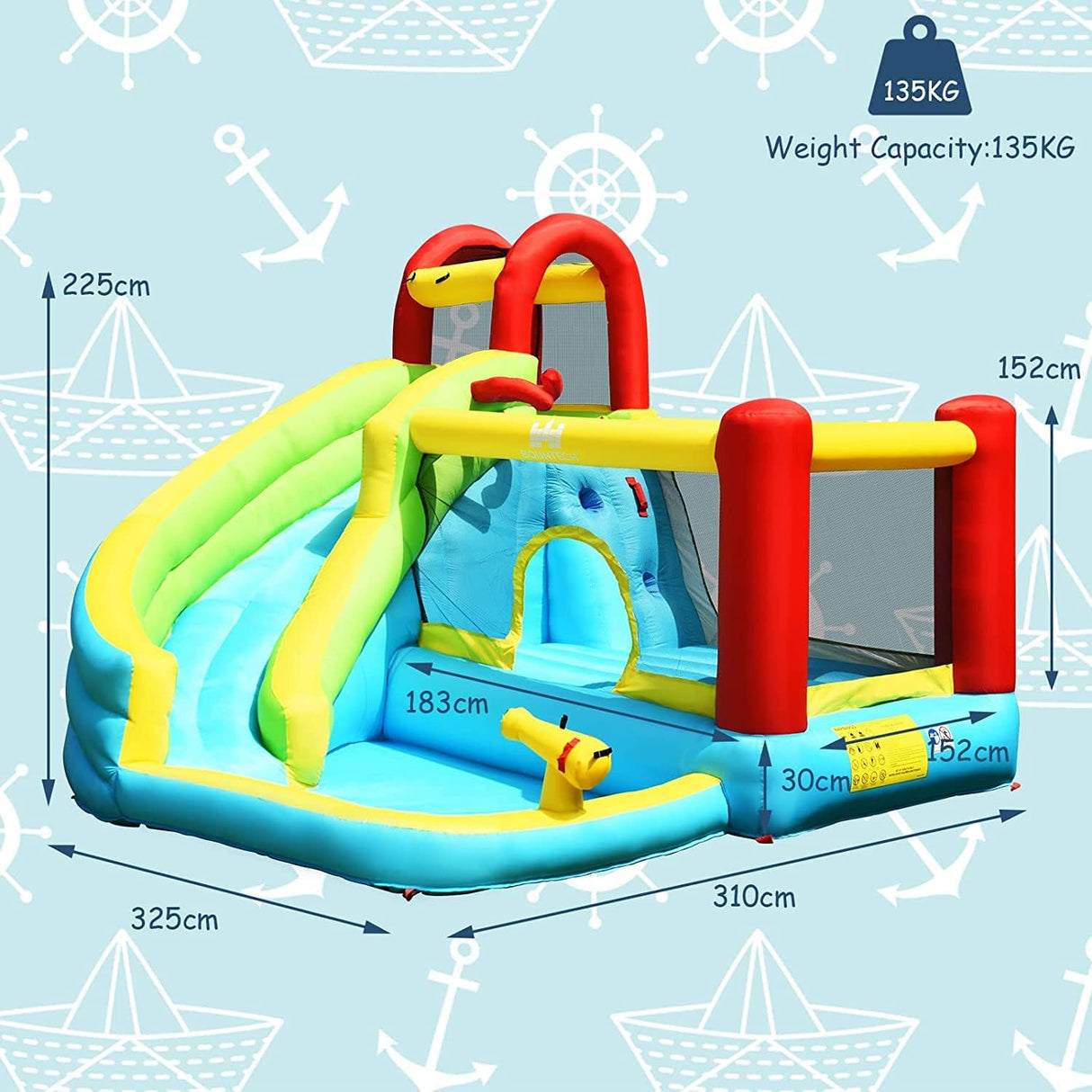 HONEY JOY 6 in 1 Inflatable Water Slide Water Park