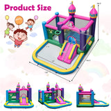 HONEY JOY Inflatable Bounce House, 6-in-1 Giant Indoor Outdoor Party Bouncy Castle(Without Blower)