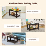 HONEY JOY Kids Activity Table w/Storage, 2 in 1 Building Block Table w/Board for Bricks Crafts Arts Draw