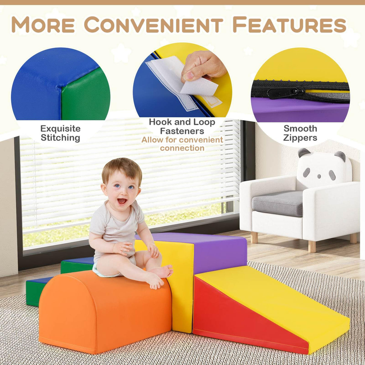 BABY JOY Kids Climb and Crawl Foam Block Play Set, 4-Piece Toddler Soft Building Blocks