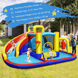 HONEY JOY Inflatable Water Slide, 7-in-1 Outdoor Kids Water Bounce House Jumping Castle w/Combo Water Slide, Splash Pool