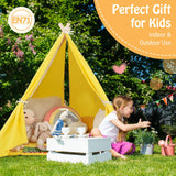 HONEY JOY Kids Play Tent, Triangular Kids & Toddlers Tent with Solid Wood Frame