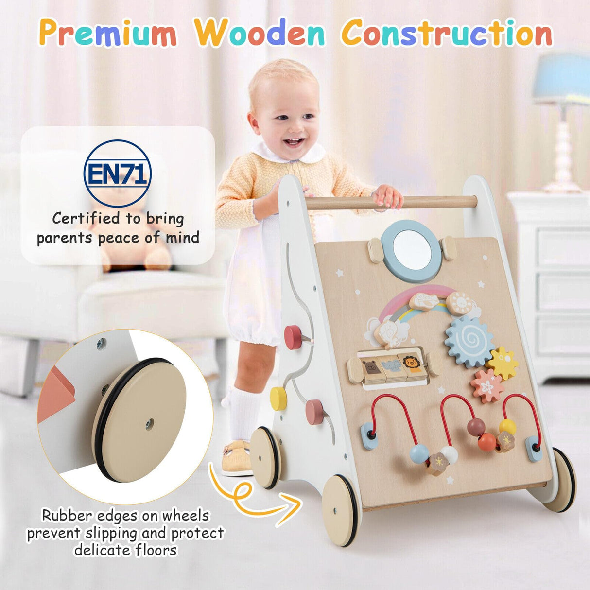 BABY JOY Wooden Baby Walker