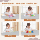 Kids Table and Chairs Set, Toddler Activity Table with 2 Chairs for Reading, Drawing, Playing, Storage Rack