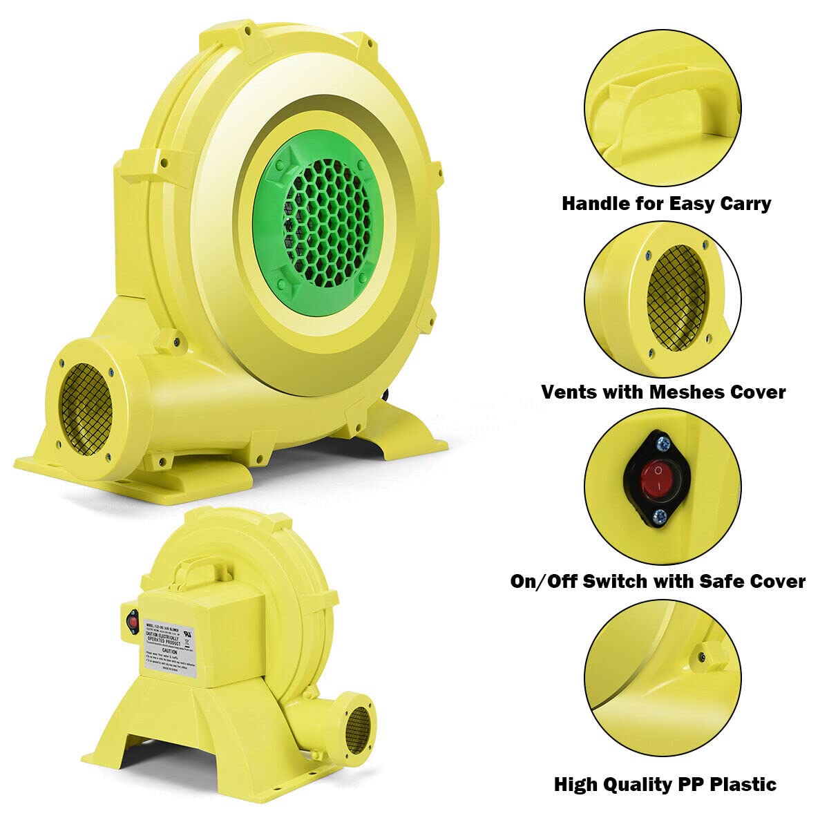 HONEY JOY 450W/680W/750W Air Blower, Bounce House Blower, Pump Fan Commercial Inflatable Bouncer Blower