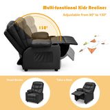 HONEY JOY Kids Recliner Chair with Cup Holder, Adjustable Leather Lounge Armchair w/Footrest Cup