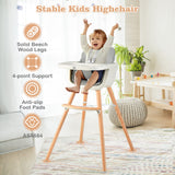 BABY JOY Convertible Baby High Chair, 3-in-1 Wooden High Chair/Booster/Chair with Removable Tray