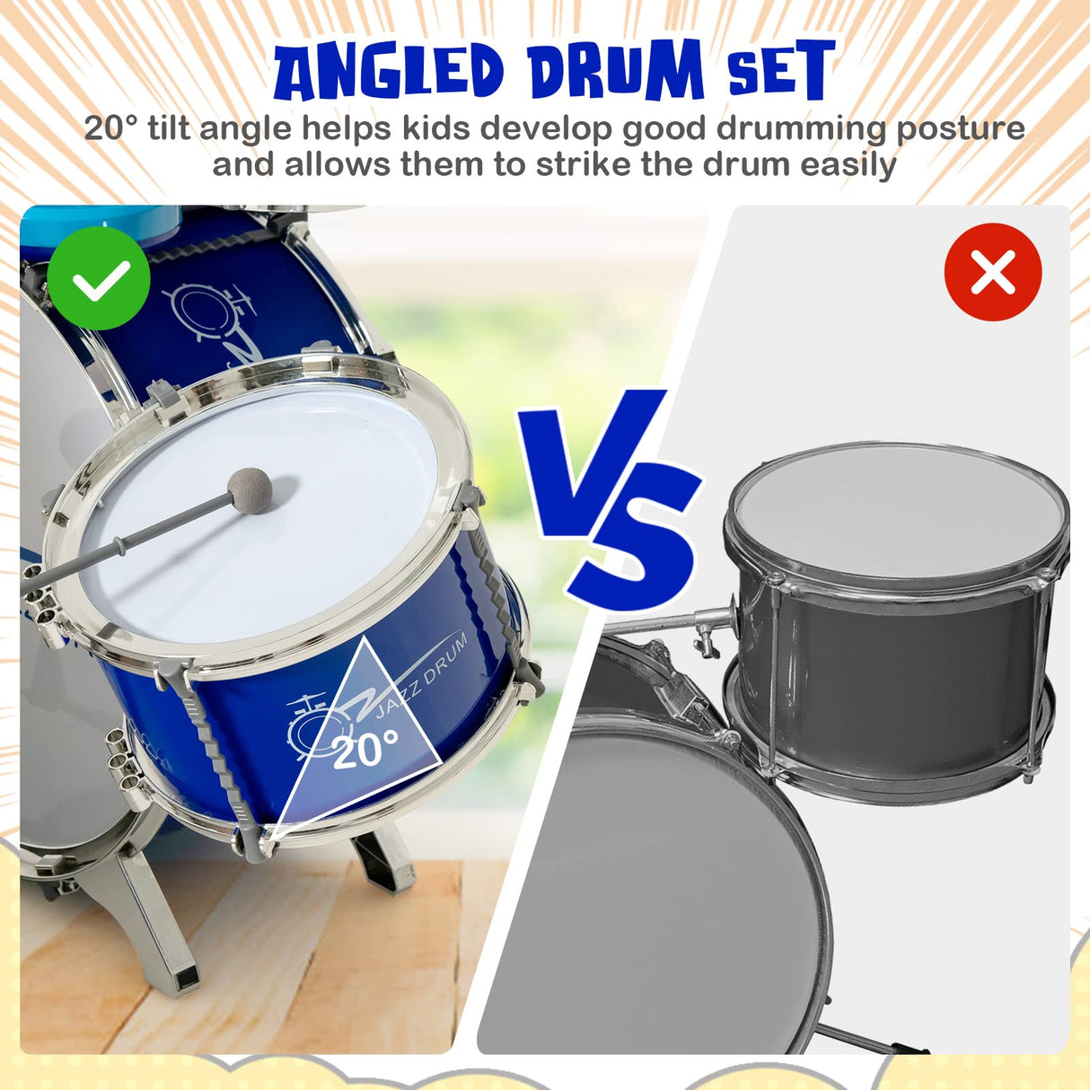 HONEY JOY Kids Drum Keyboard Set with Stool