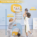 HONEY JOY Kids Basketball Hoop 3 in 1 Toddler Sports Activity Center w/ 5 Adjustable Height Levels