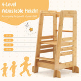 BABY JOY Toddler Standing Tower, Montessori Height Adjustable Kitchen Step Stool for Kids